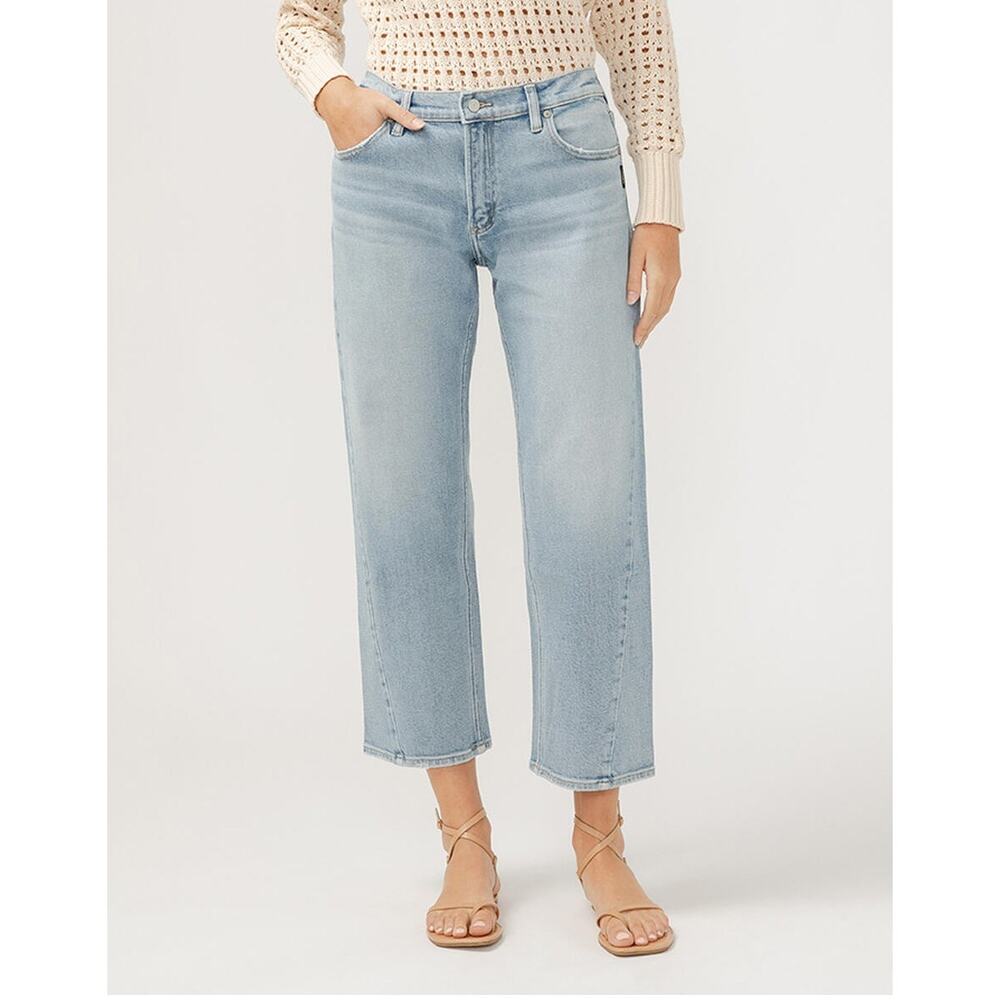 Silver Jeans 30x28 Relaxed Twisted Straight Leg Ankle Jeans Light Wash Mid-Rise